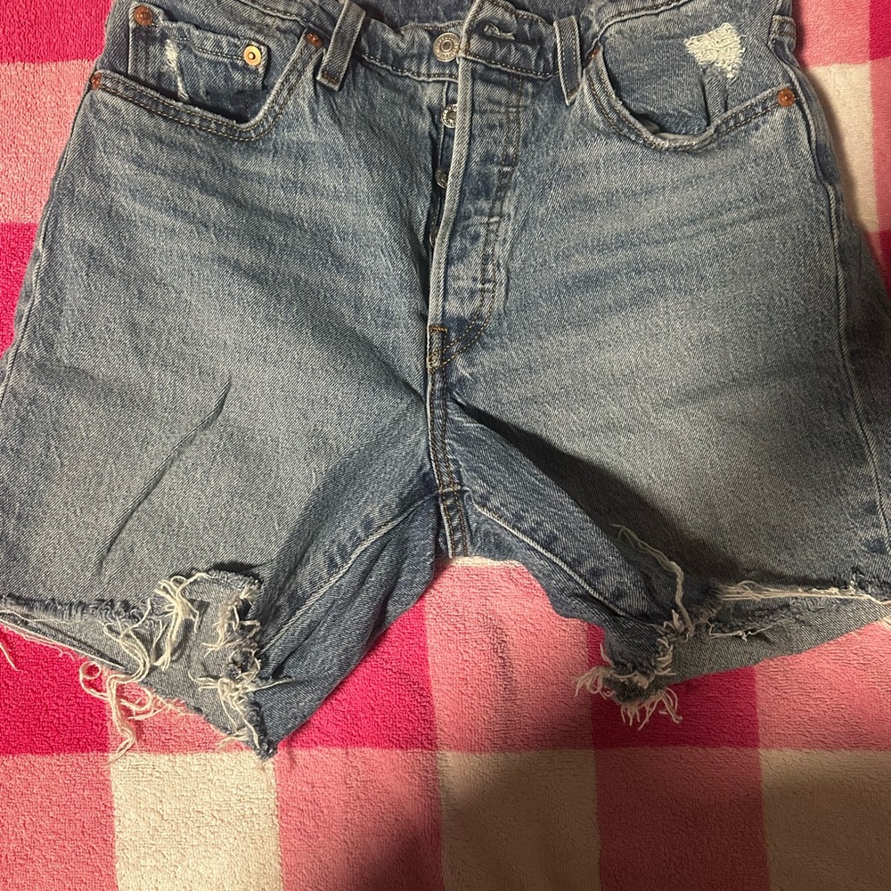 Levi's Blue Distressed Jean Shorts